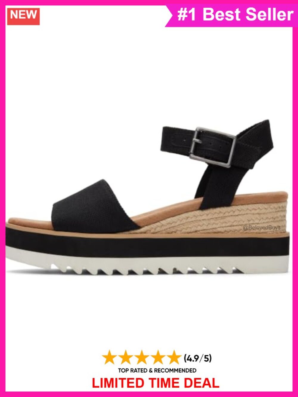 TOMS Diana Wedge Heel Sandal Canvas Upper OrthoLite Insole